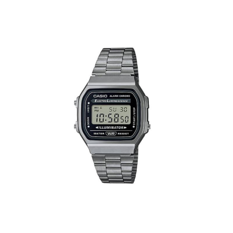 Casio VINTAGE Series-A168 Retro Small Square Waterproof Quartz Movement Stainless Steel Strap Japanese and Korean Watch Men's Watch Black A168WGG-1A