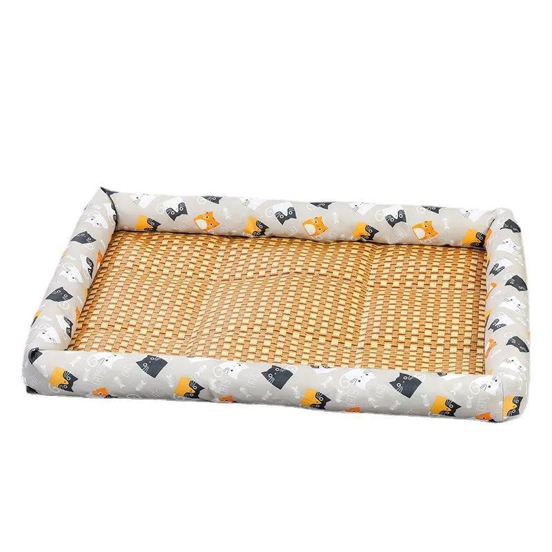 Lightweight Breathable Rattan Pet Bed - Summer Cooling Mat Pad Ice Nest Cooling Bed for Small Dogs Cats & Small Animal Supplies