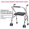 Adjustable Height Walking Aid Handcart Stainless Steel Elderly Walking Aid Foldable Auxiliary Walking Device