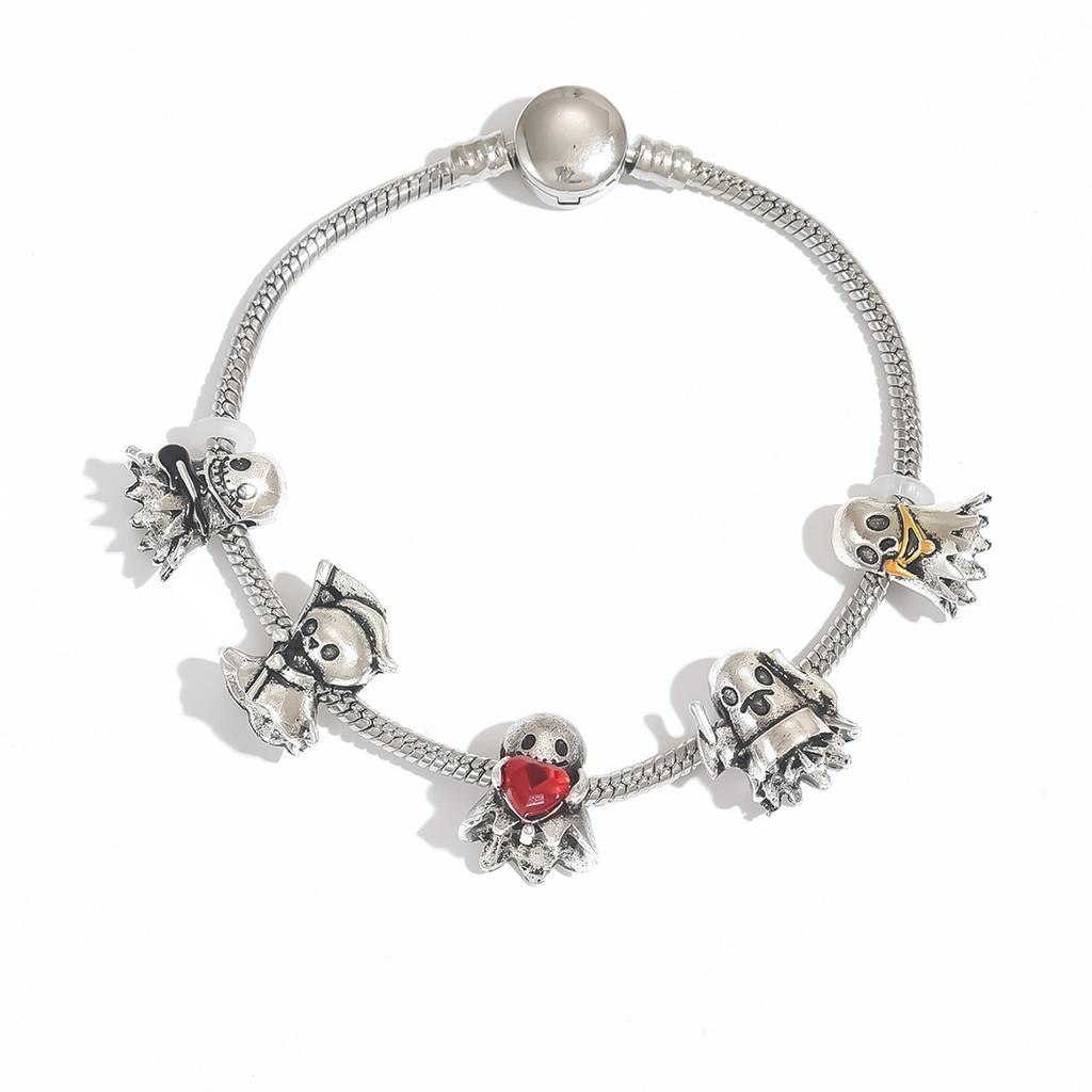 Bracciale in Metallo con Fantasma e Mietitore di Halloween dal Design Gotico per Regalo Unisex