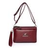 Retro Multiple Zip Pockets Shoulder Bag Soft Square Phone Bag PU Leather Crossbody Bag  Elderly