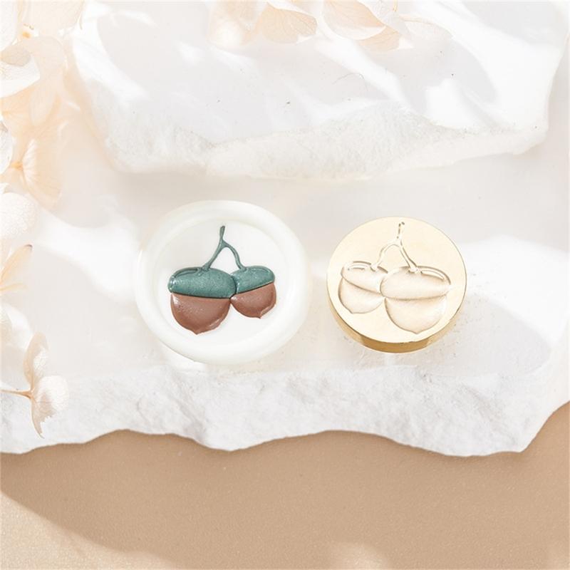 Fruchtpflanzen-Serie Siegelwachsstempel für Weihnachtsumschläge Karte Hochzeitseinladung Dekor Messing Kleeblätter Wachssiegelstempel