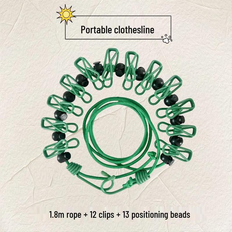 Portable Windproof Outdoor Clothesline - Travel-Friendly Drying Rope for Clothes and Quilts