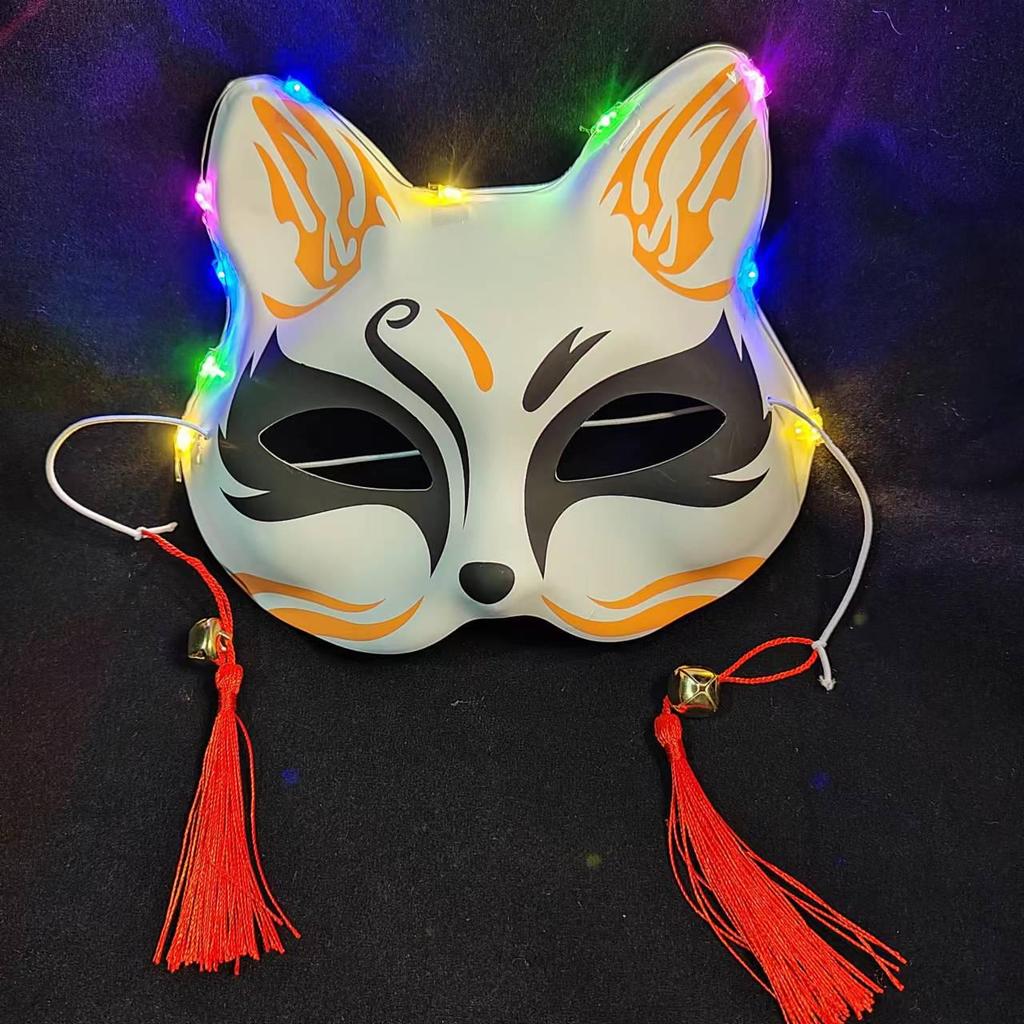 Luminous Cat Fox Mask - Hand-Painted Japanese Style Halloween Party Cosplay for Women