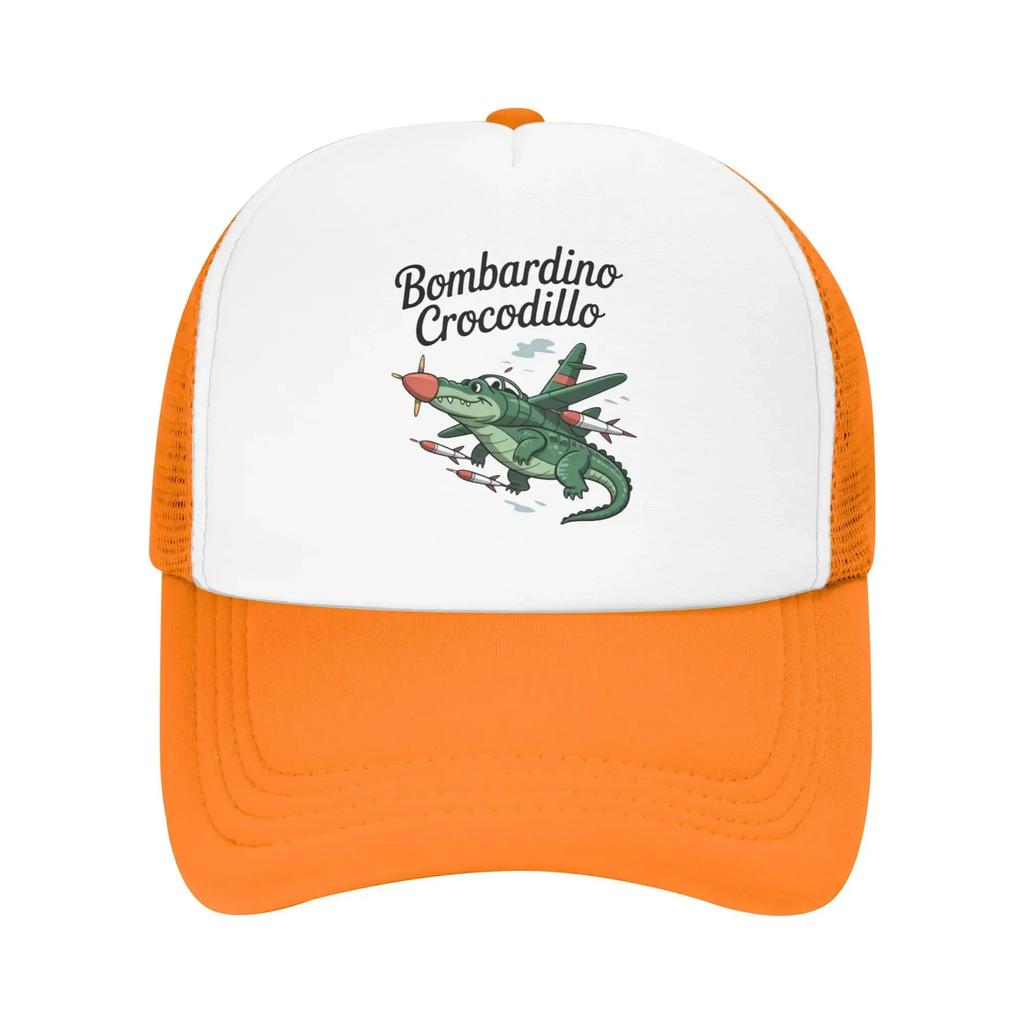 Bombardino Crocodillo Italienisch Cartoonhaft Gehirnfäule Reise Netz Baseballkappen Für Damen Personalisierte Männliche Strand Sonnenschutzmützen
