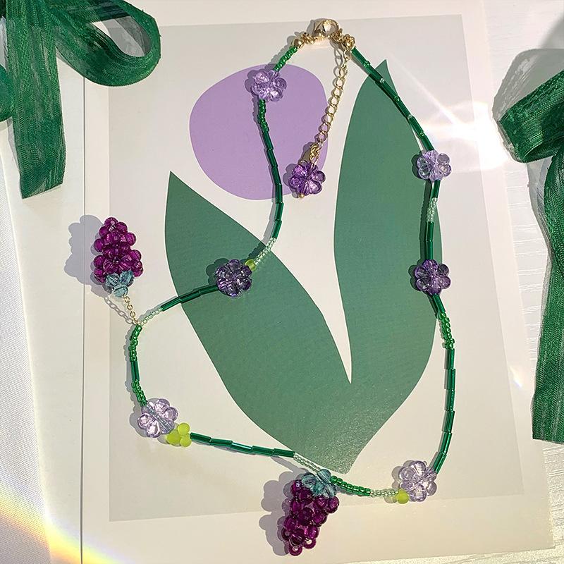 

Титановая сталь акриловый кулон в виде винограда ожерелье нишевая индивидуальность цепочка на ключицу простое и универсальное модное украшение