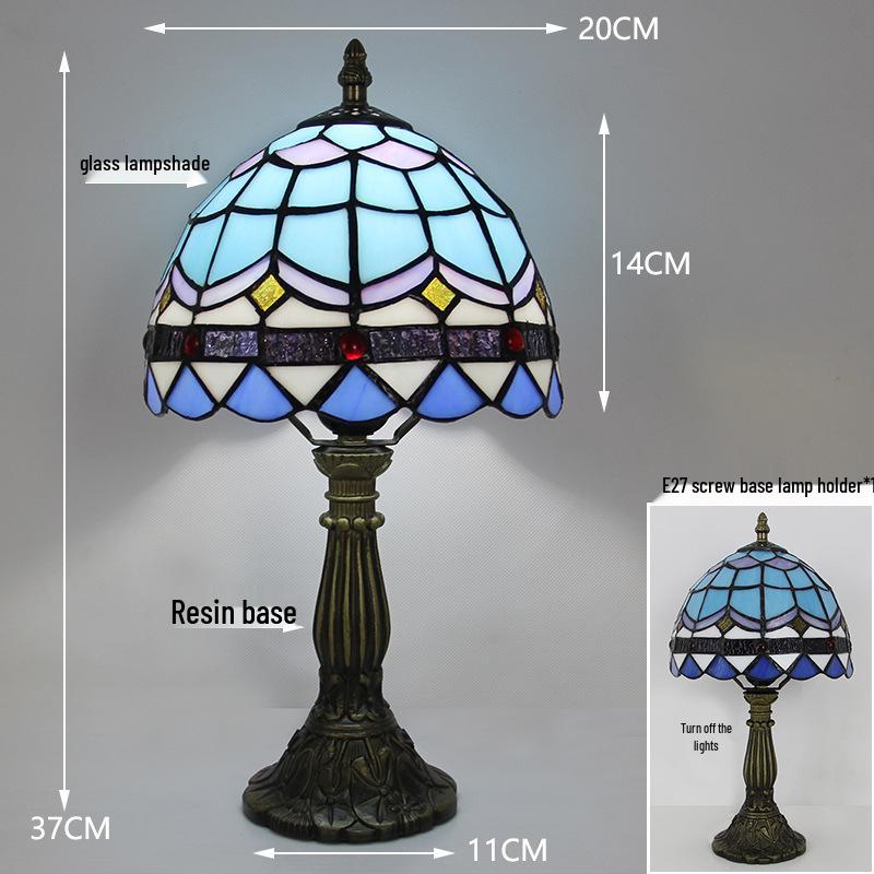 Tiffany Vintage Stained Glass Table Lamp for Bedside or Cafe