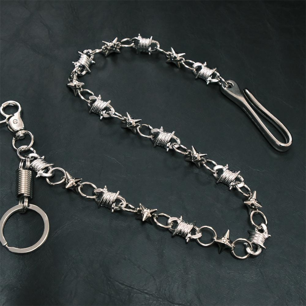 Accessories Hip Hop Single Layer Spike Metal Trouser Chain Accessories Men's and Women's Trendy Cool Waist Chain