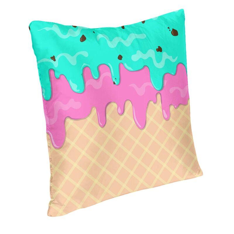 Melting Ice Cream Cone With Mint Chocolate And Strawberry Cushion Cover 40X40Cm Home Decor Print Throw Pillow Case For Sofa