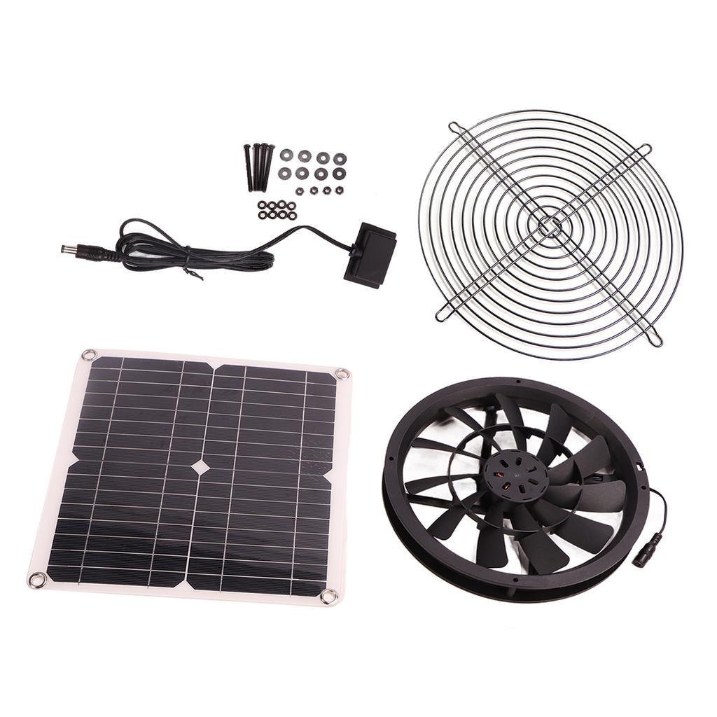18V 12W Solar Exhaust Fan Kit Waterproof DC Brushless Round Solar Panel Cooling Fan for Workshop
