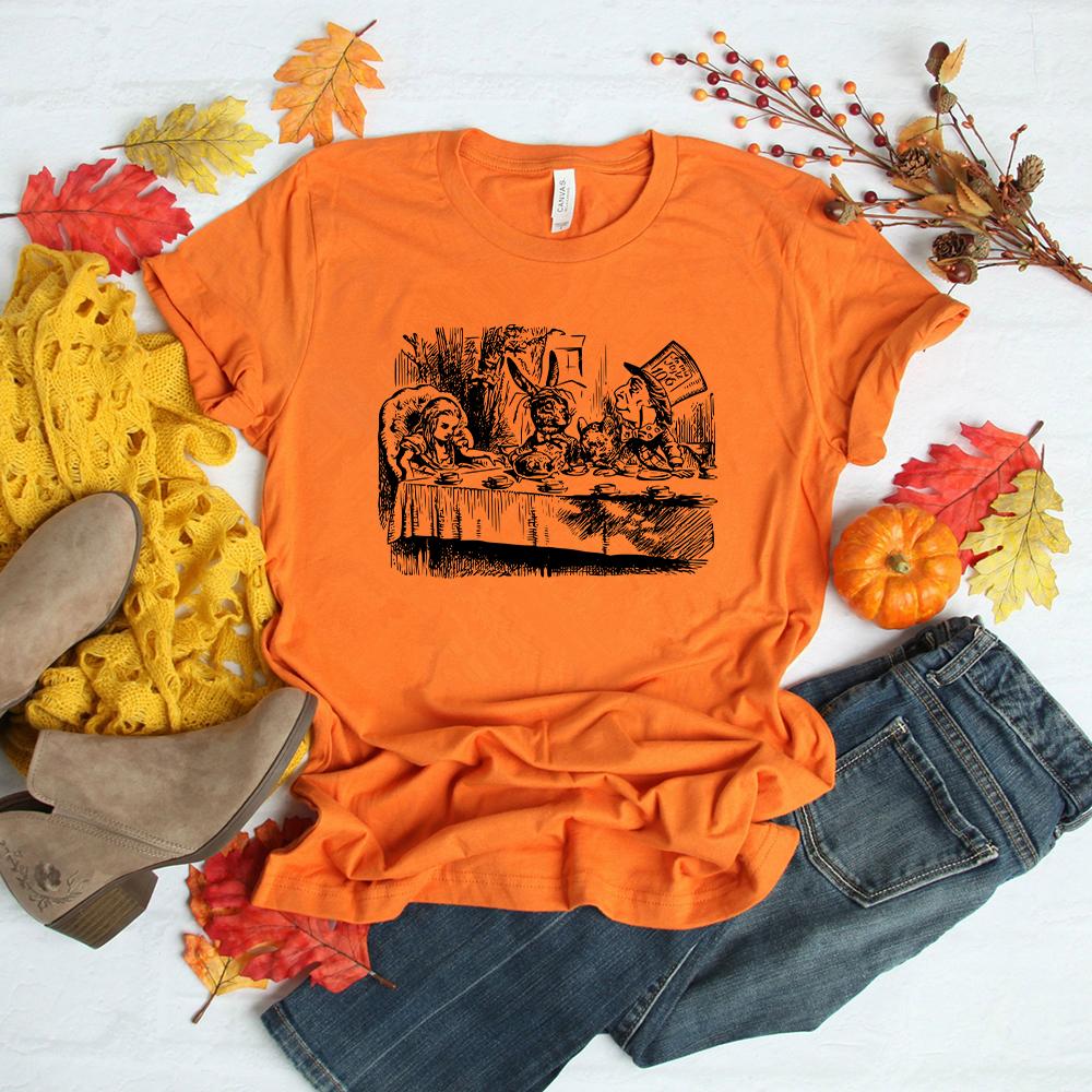 Alice Wonderland T Shirt Mad Hatter Vintage Illustration Tee Cute Trendy Unbirthday Party Shirt Mom Shirt Aunt Tee Casual Tops