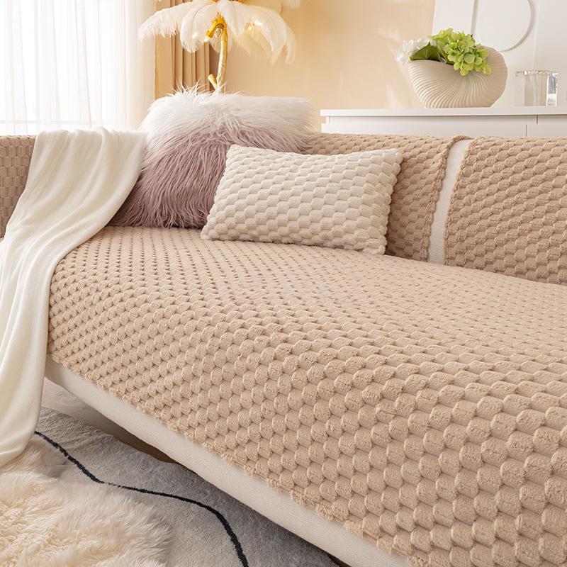 Sofa Cushion Plush Simple Modern Non-Slip Seat Cushions Four Seasons Universal Winter Leather Sofa Cover Towel Backrest Cover Cloth