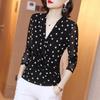 Women Spring Summer Style Lace Blouses Shirts Lady Casual V-Neck Polka Dot Printed Lace Blusas Tops Pullover