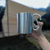 220ml Stainless Steel Cup for Camping Traveling Outdoor Cup with Handle Carabiner Climbing Backpacking Hiking Portable Cups