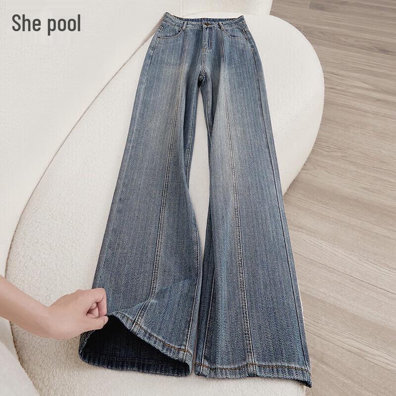 

Women s High-Waist Retro Washed Straight Leg Jeans L
