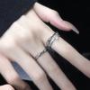 Niche Minimalist Design Sense Geometric Personality Double-Layer Love Zir*****Pen Ring Female French Tide