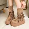 Women Boots Height Increasing Platform Boots Quality Suede Casual Boots Fashion Tassels Design Boot Motorcycle Boot Botas Mujer