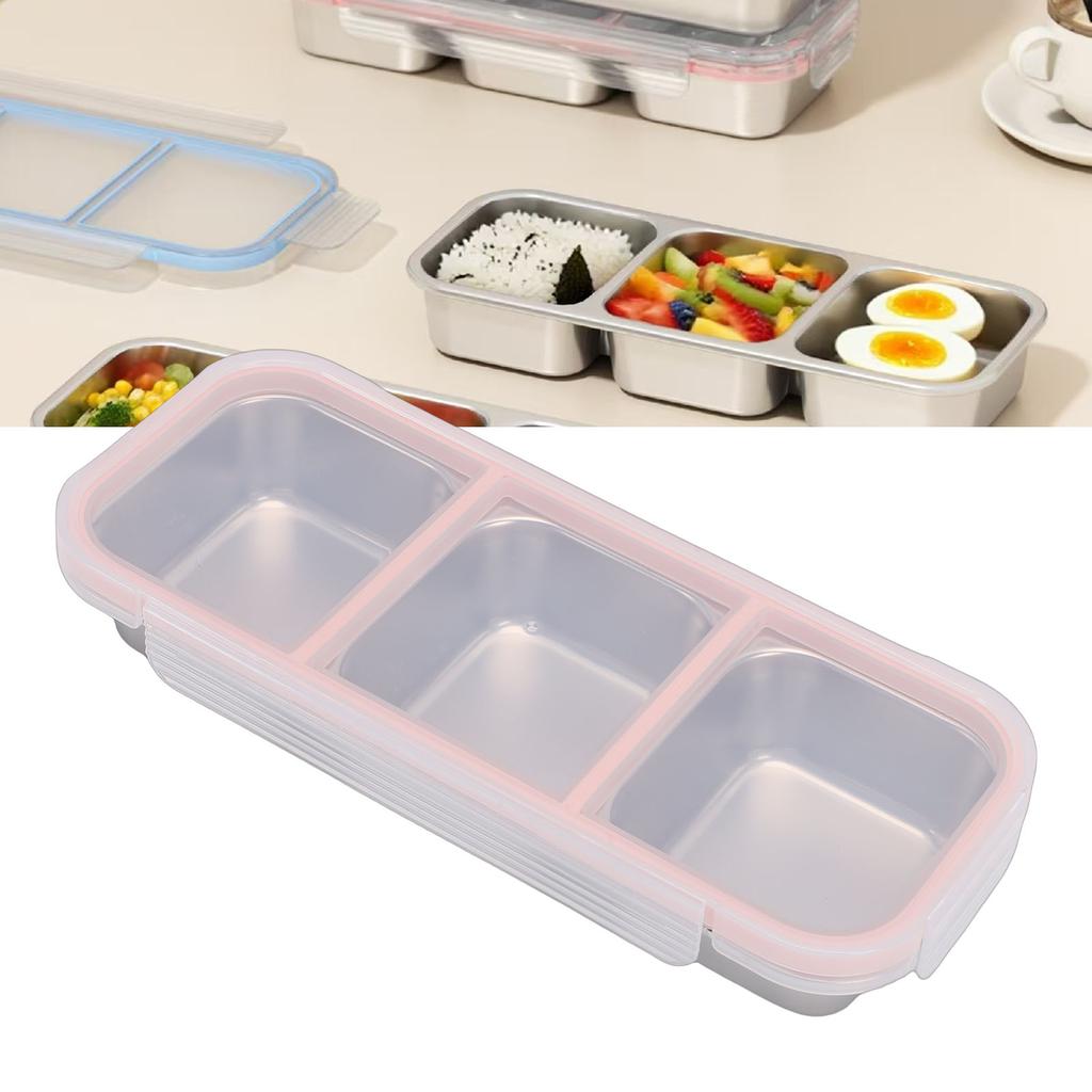 Snack Container   Proof Stainless Steel 3 Compartments Easy Cleaning Metal Snack Container