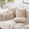 Modern Minimalist Velvet Throw Pillow Cover with Wavy Line Design, Solid Color for Sofa Couch Decorative Cushion Case 18x18 Inches Single