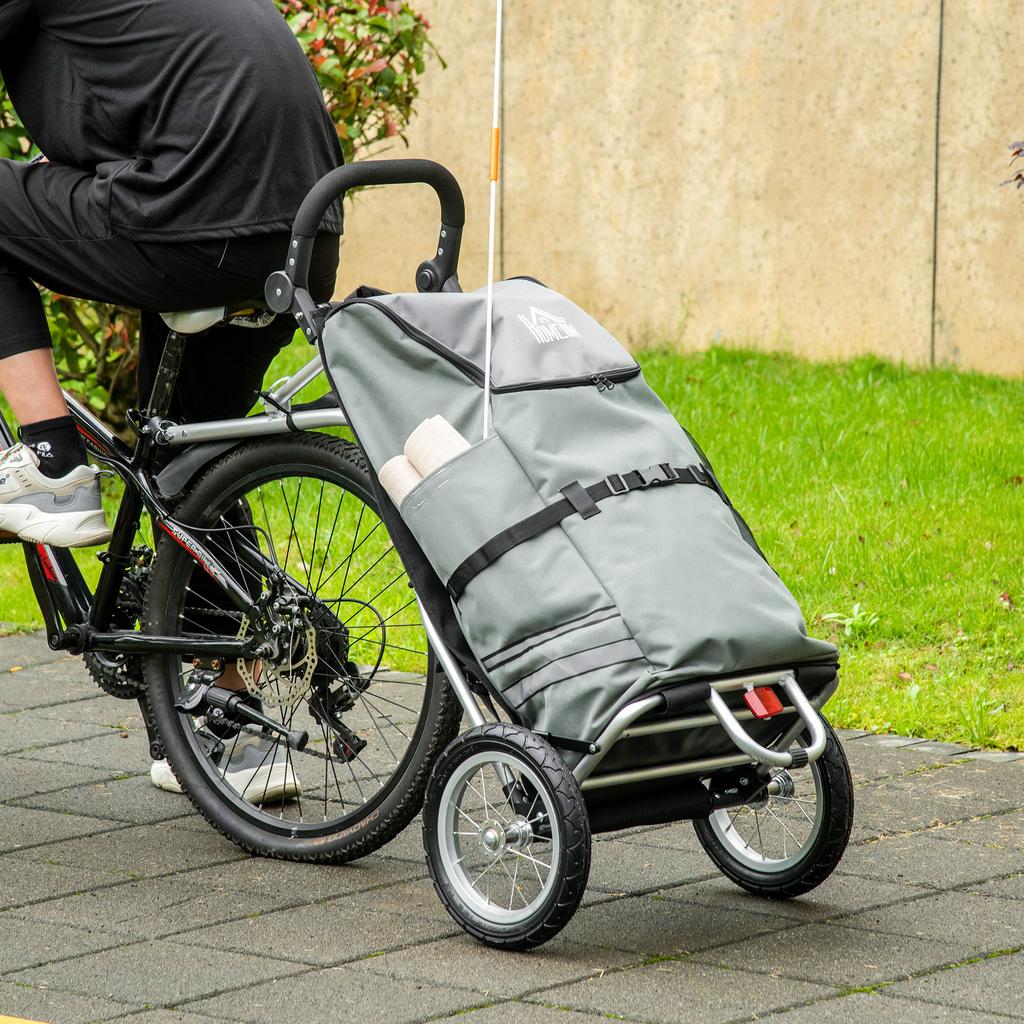3-in-1 Shopping Trolley Shopping Cart Bike Trailer Hand Truck, 53 X 43 X 110cm, Gray+Silver