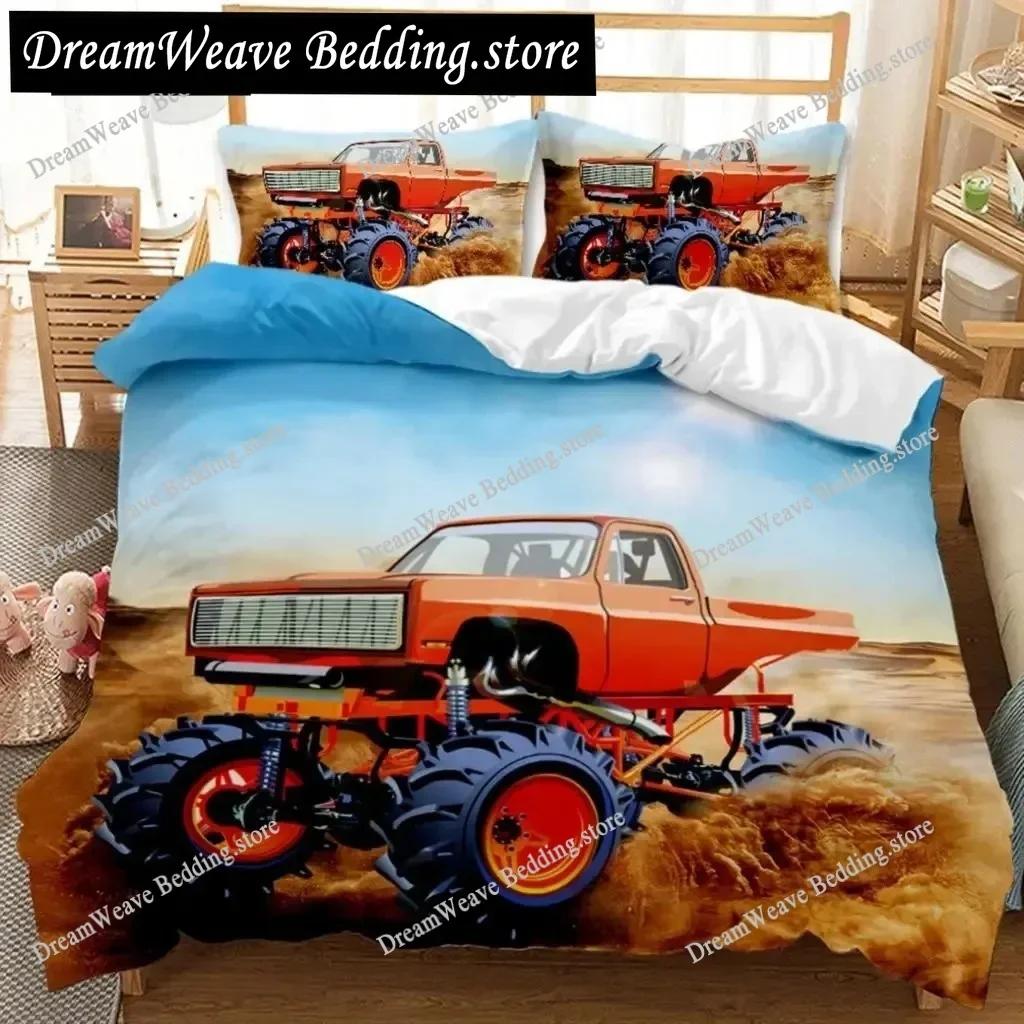 Engineering Vehicle Duvet Cover Set Engineering Vehicle Pickup Truck Off Road Vehicle Polyester Bedding Set Double Queen King741