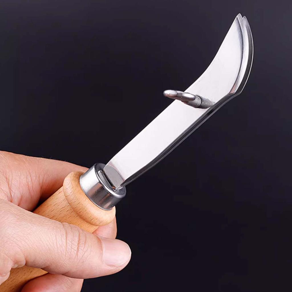 Handmade Leather Edge Stitcher, Adjustable Width Leather Edger with Stainless Steel Blade & Wood Handle for Punching Marking