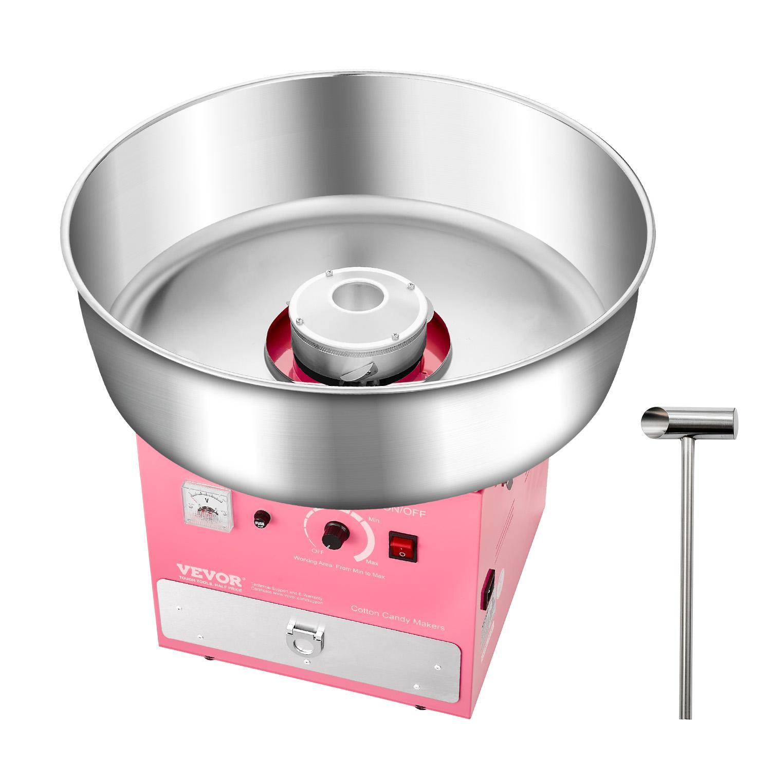 

VEVOR Electric Cotton Candy Machine 1000W Commercial Candy Floss Maker with 20.5 in Stainless Steel Bowl Easy Home Use for Party розовый