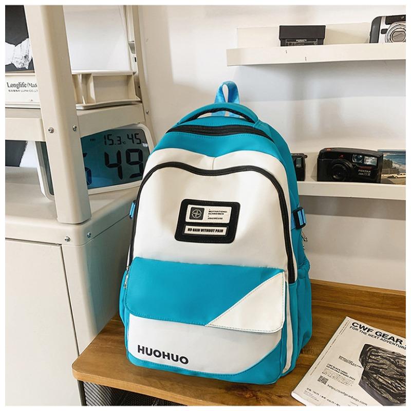 

New College Students Splicing Contrast Schoolbags Travel Durable Large-capacity Joker Backpack High School Computer Backpack .