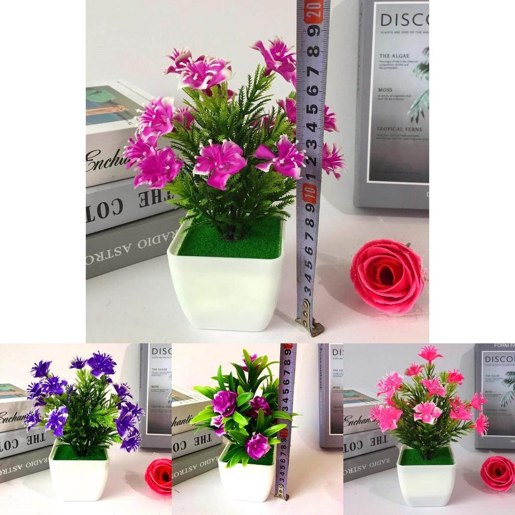 Realistic Faux Lily And Rose Mini Potted Plants With Colorful Blooms For Indoor Use