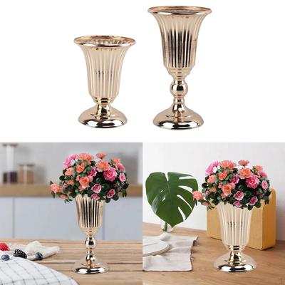 2 Iron Flower Vase Stem Bouquet Gold Arrangement Table