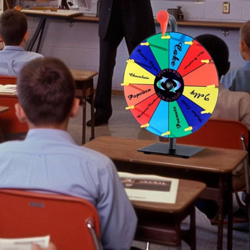 Gioco Ruota della Fortuna per Bambini con Superficie Scrivibile e Penna 30cm Attività Divertente Indoor