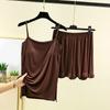 Ladies' Loose Casual Wear With Chest Cushion, Camisole, Shorts, Home Suit Set, Summer Thin Design, Can Be Worn Outside, Solid Color Pajamas