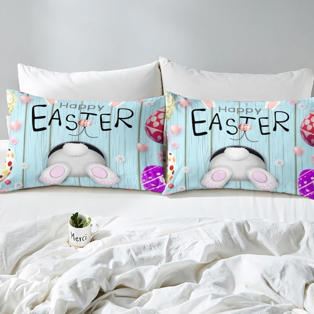 Easter Themed Duvet Cover Cute Rabbit Bedding Set Easter Egg Three-Piece Set