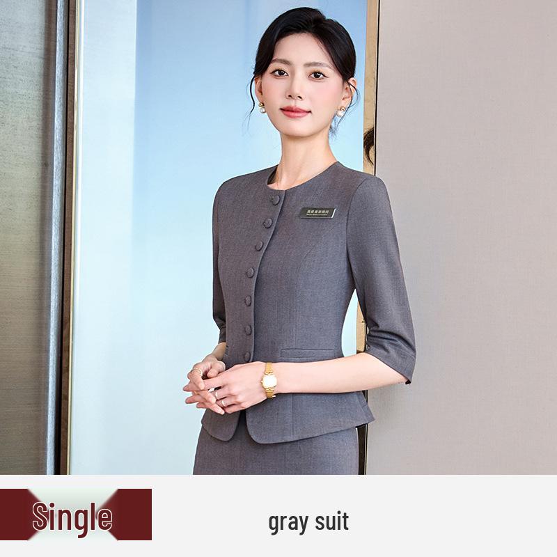 Women's Mid-Sleeve Professional Two-Piece Set for Spring/Summer/Autumn