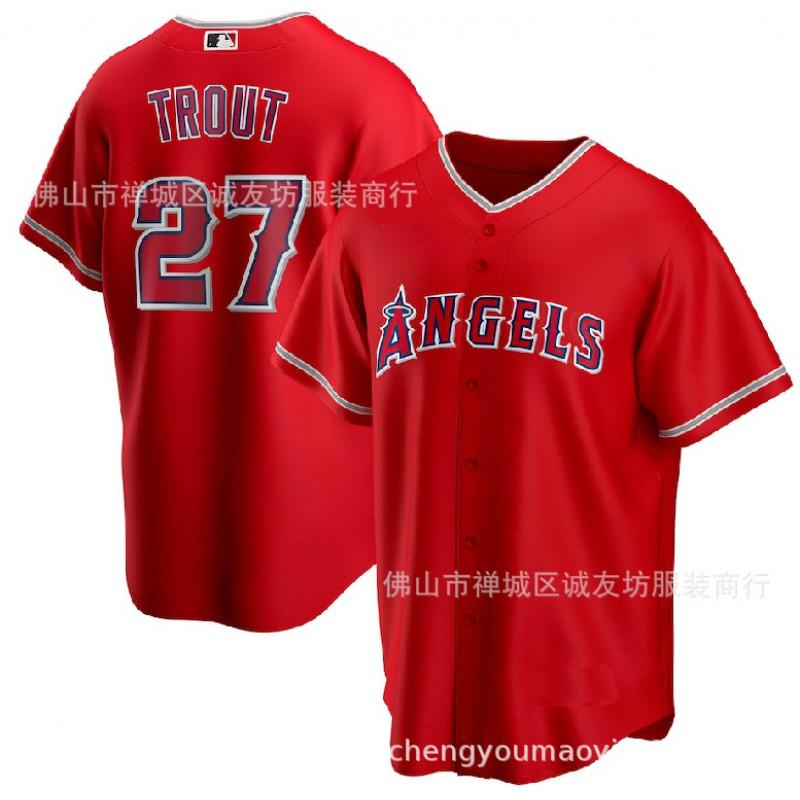 Mens MLB Los Angeles Angels Mike Trout 27 Gray Baseball Jersey Unisex Fan Apparel Sport Shirt