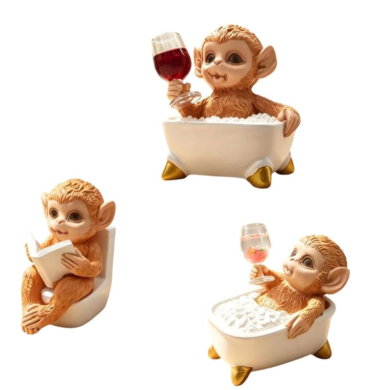 Monkey Figurine with Distinct Animal Character and Textured Form, Display Accent for Studies, Bedrooms, Desks, and Shelves