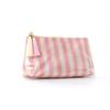 PVC Striped Cosmetic Bag Fringe Trim Waterproof Zipper Closure Portable Makeup Pouch Lightweight Toiletry Case for Travel