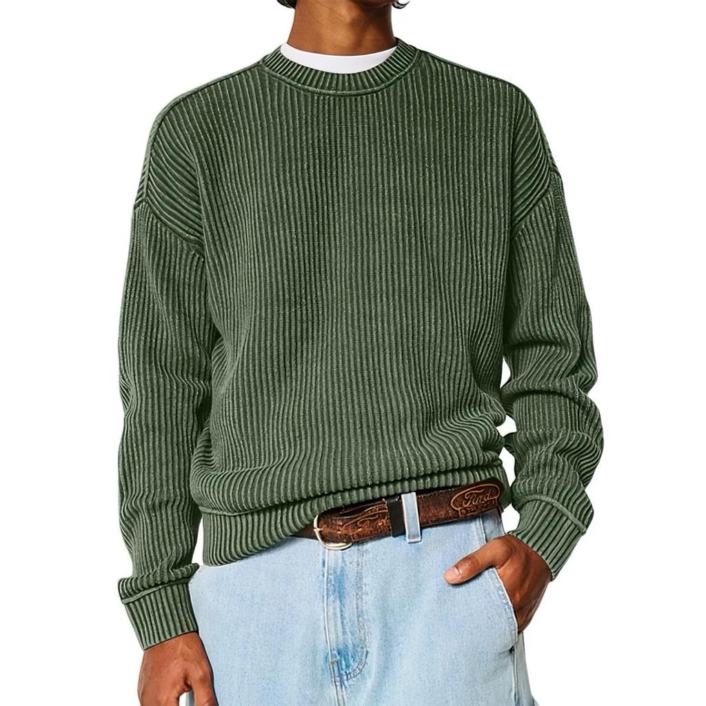 Men's Loose-fitting Casual Round Neck Long-sleeved Knit Top
