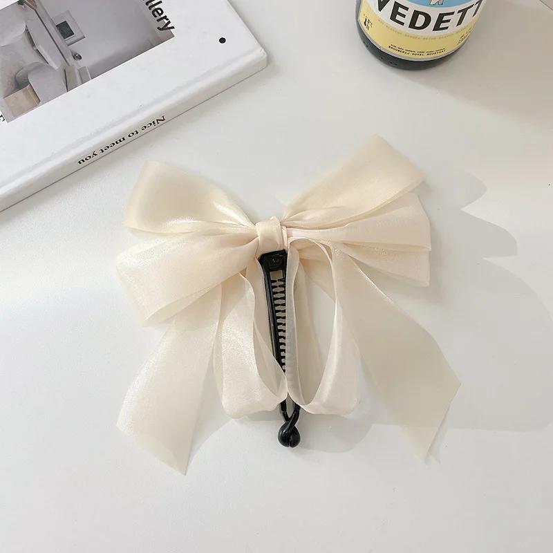 

Mesh Bow Hair Clips, Female Banana Clips, Vertical Clips, Large, High-end and Elegant Ponytail Clips, Headwear and Hair Clips белый