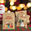 24Sets Merry Christmas Gift Bags Retro Santa Claus Fox Kraft Paper Bags with Stickers Xmas Party Favor Bags DIY Advent Calendar