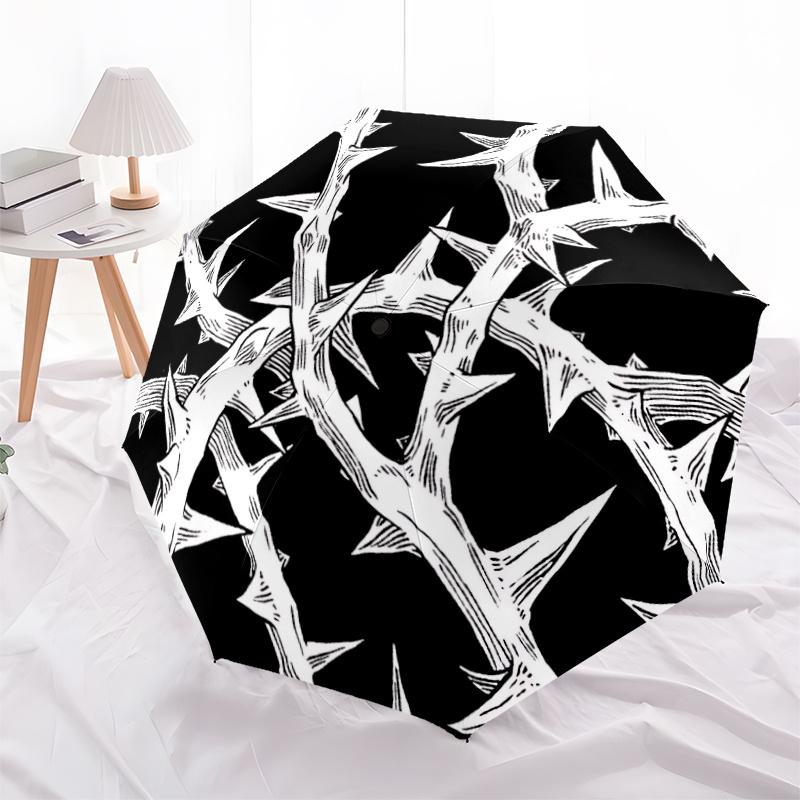 1pc Thorns Crown Automatic Open/close Umbrella, 8-Rib sturdy structure, Portable Travel Umbrella, Parties, Everyday Use,24