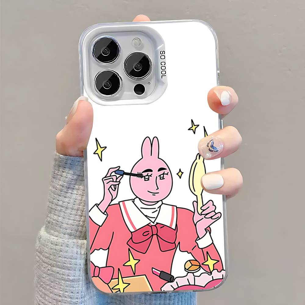 

Pink Rabbit My Friend Phone Case For iPhone 17,16,15,14,13,12,11,Pro,Max,Plus,SE,Air,Mini Anti Fall White Bumper iPhone11
