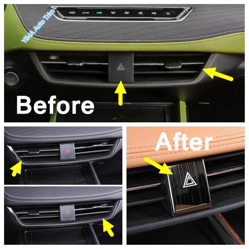 Car Dashboard Central Air Vent Frame Emergency Light Lamp Switch Warning Button Cover Trim For Haval Jolion  - 2024 Interior