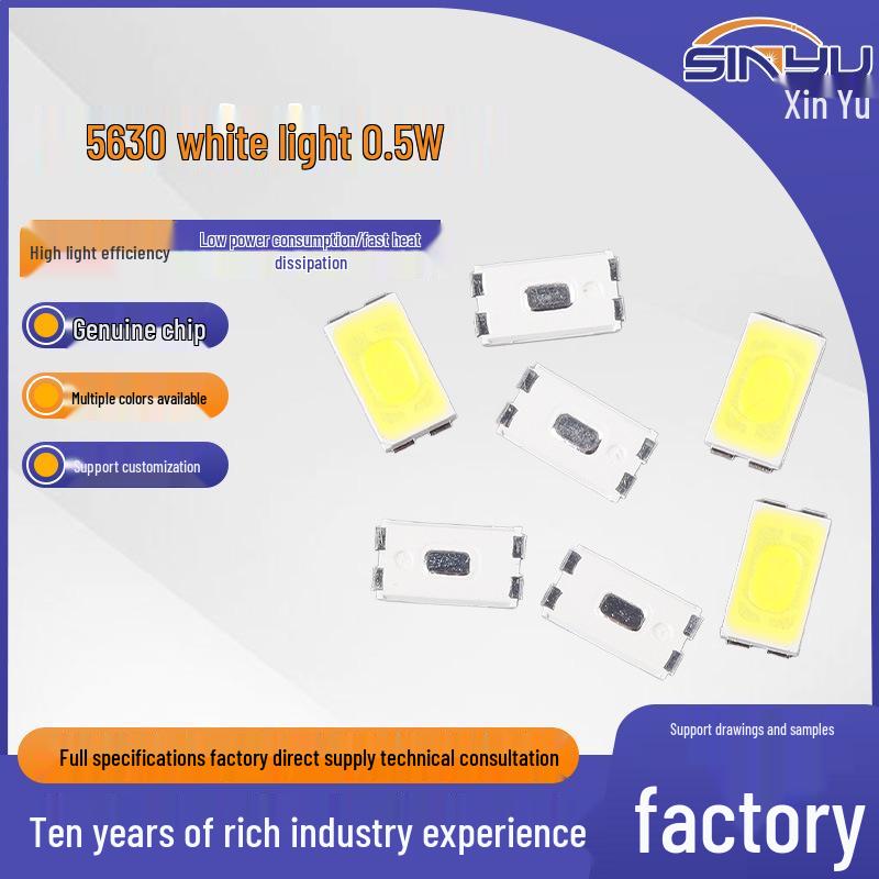 

High Power 5630 SMD LED Lamp Beads, White Light, 120° Illumination, High Heat Dissipation.