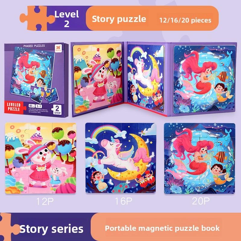 Kids Magnetic Foldable Puzzle Book With Animal Traffic Scenes For Learning Early
