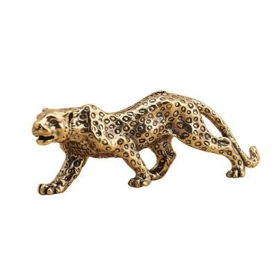 Figura de Leopardo de Latón Macizo Escultura Decorativa Colgante de Mano Estilo Antiguo Estatua Coleccionable Pieza de Arte para Exhibición en Hogar Oficina