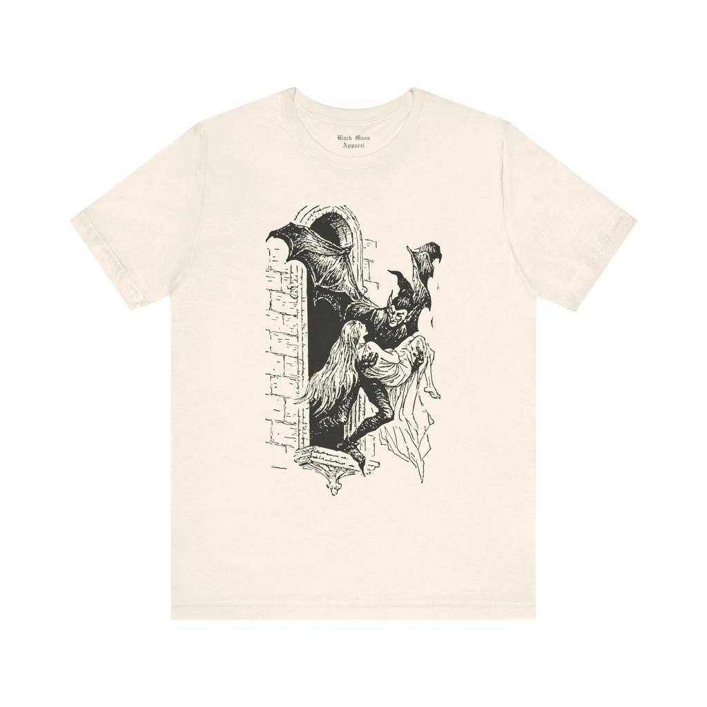 Retro Dracula Gothic Shirt Vampire T-shirt Creepy Art Gothic T-shirt Retro Unisex Jersey Short Sleeved T-shirt Men Clothing