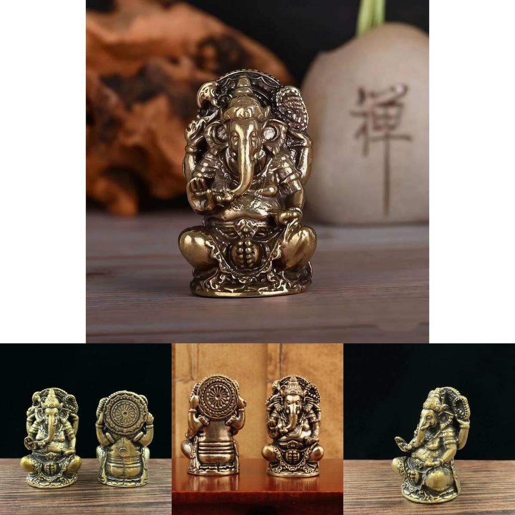 Lord Ganesa Elephant God Metal Desk Ornament For Worship And Cultural Display