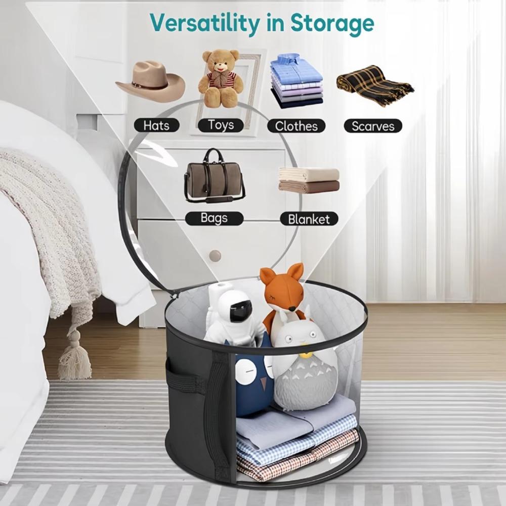 New with Handle Hat Storage Bucket Foldable Round Hat Storage Bag Wear-Resistant Clear Hat Box Circular Brim Hat