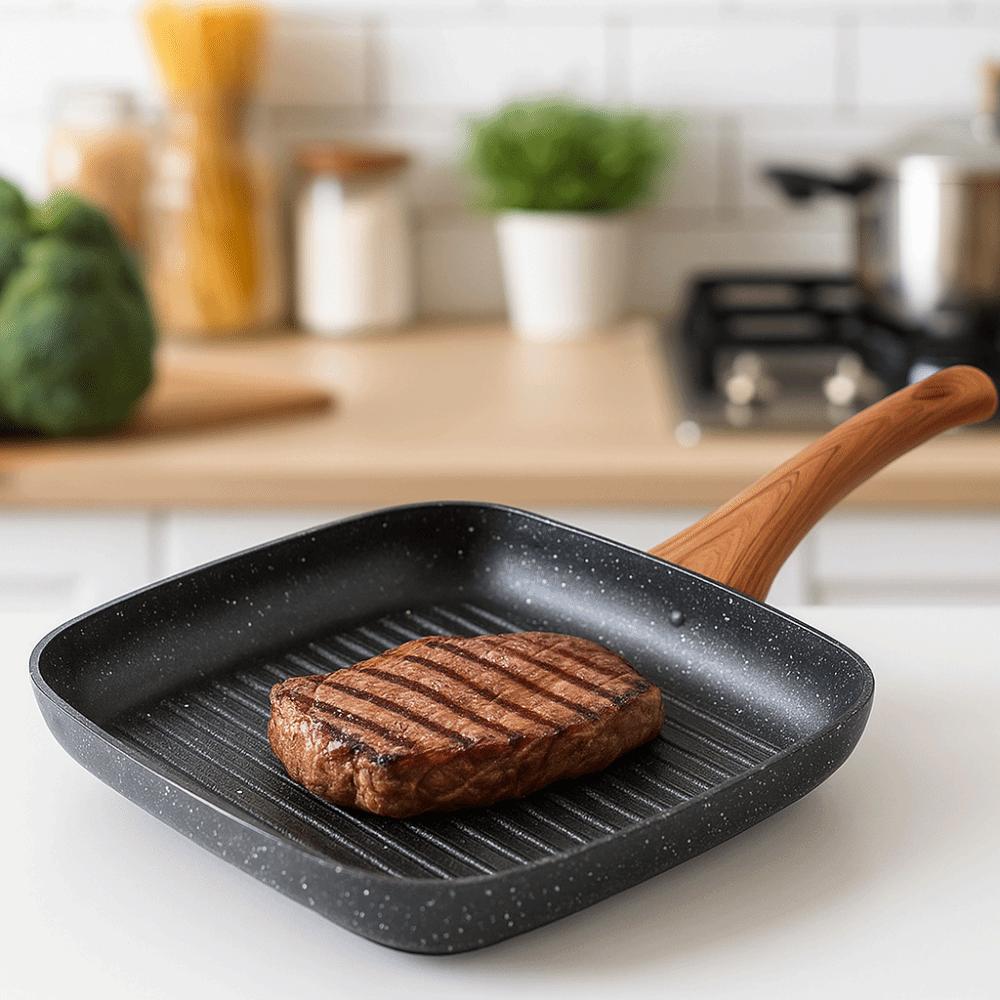 Nonstick Square Skillet Ergonomic Design Grill Pan Professional Cooking Griddle  Grilling